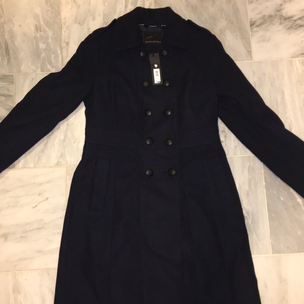Banana Repulbic Melton Military Coat Navy 2 4 6 - Picture 8 of 8